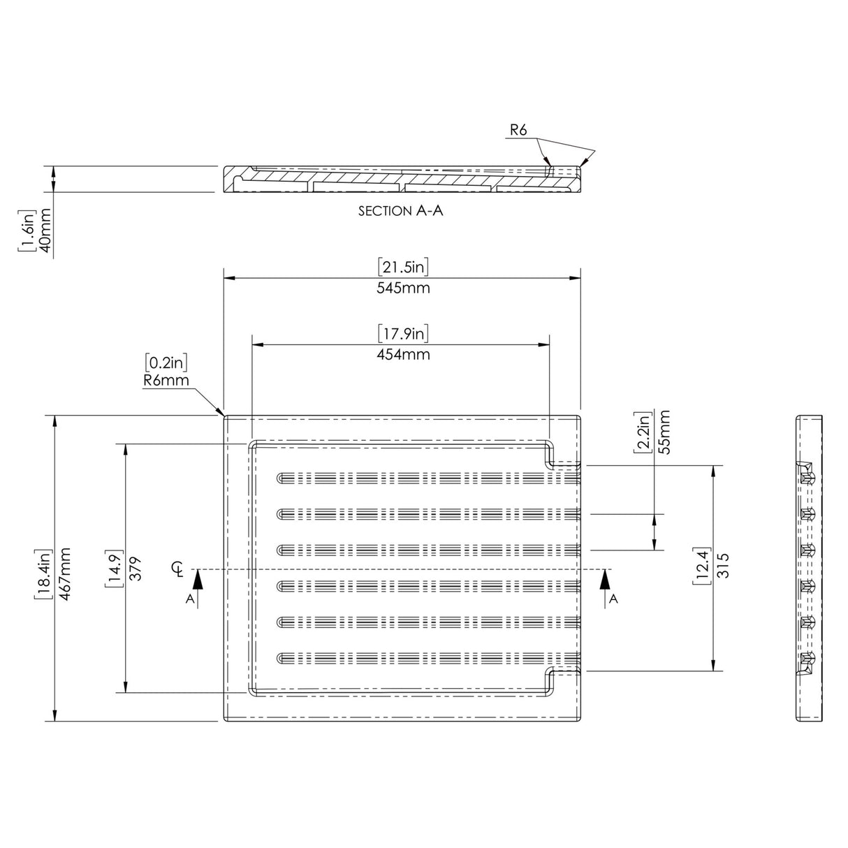 Nuie Ceramic Ridged Kitchen Sink Drainer White AC1DR21 LD