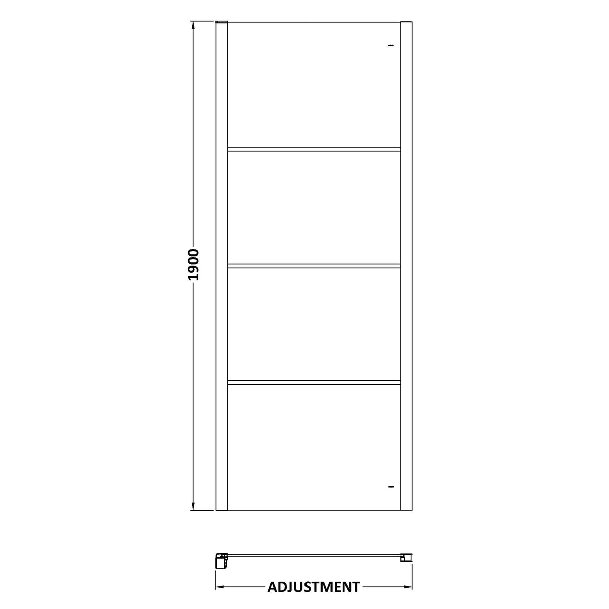Hudson Reed Apex Shower Side Panel Matt Black, 8mm Glass ADFSP80-E8 LD