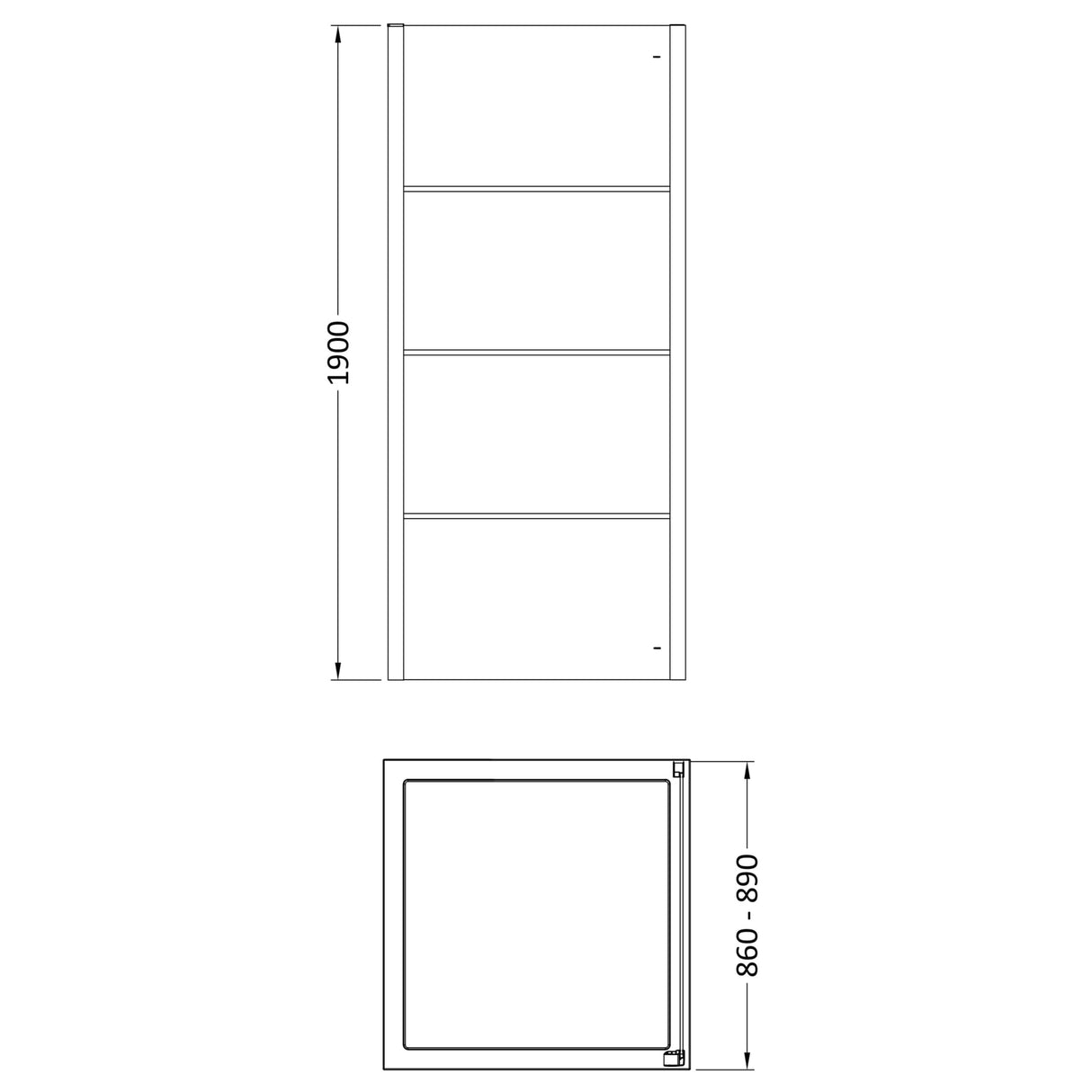 Hudson Reed Apex Shower Side Panel Matt Black, 8mm Glass ADFSP90-E8 LD