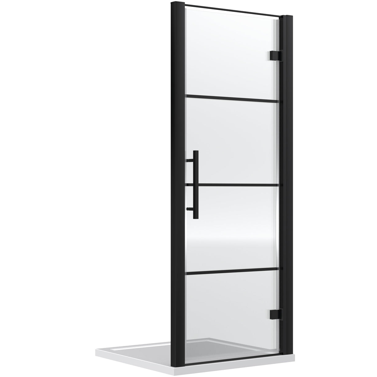 Hudson Reed Apex Hinged Shower Door Matt Black, 8mm Glass ADHD90-E8