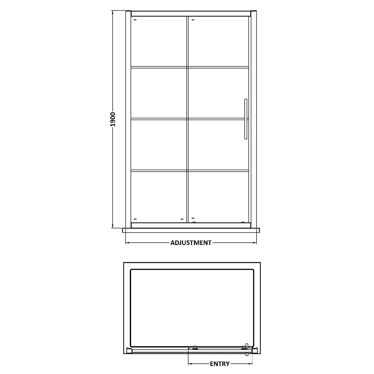Hudson Reed Apex Sliding Shower Door Matt Black, 8mm Glass ADSL12-E8 LD