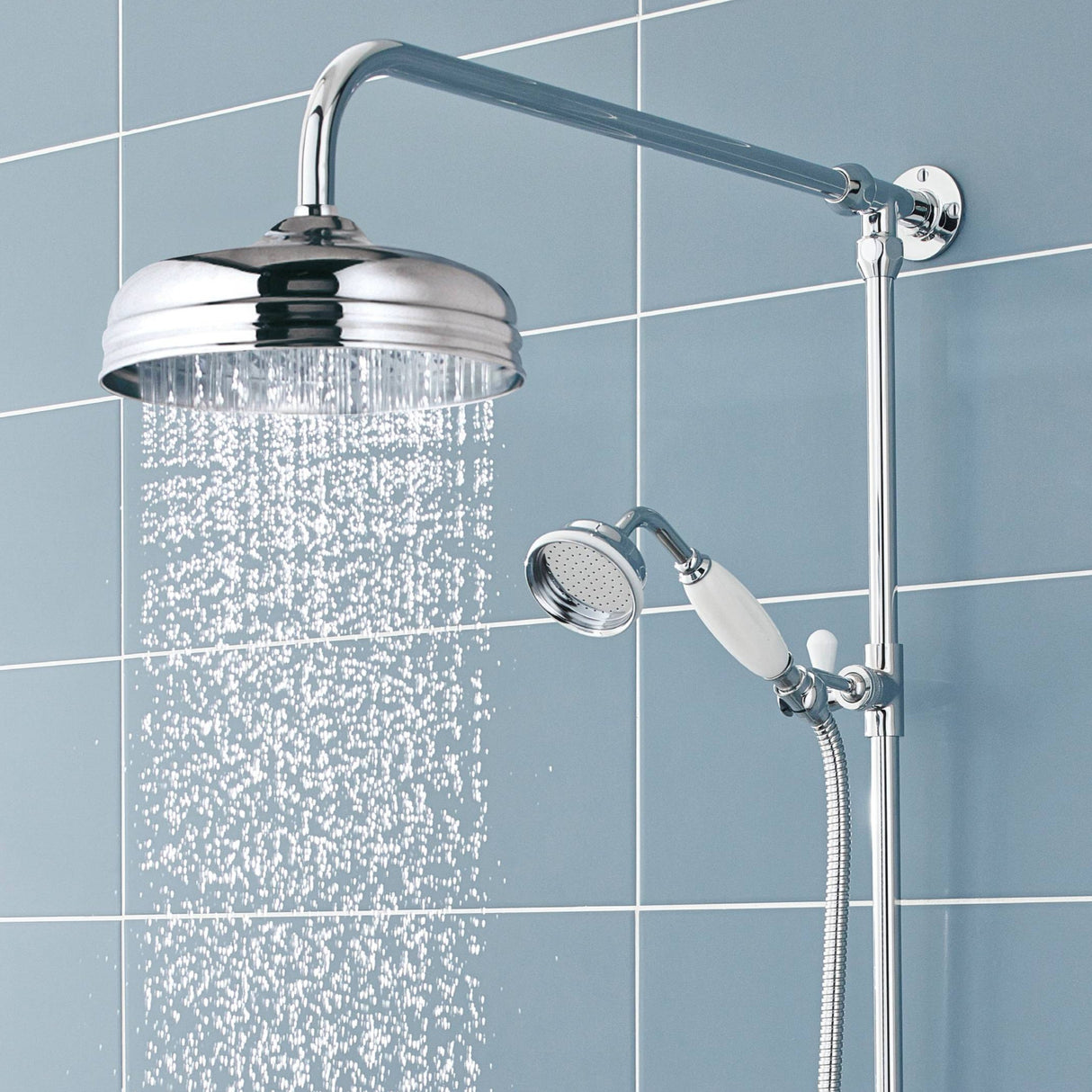 Nuie Victorian Grand Traditional Rigid Riser Set With Diverter Chrome AM312 LS3