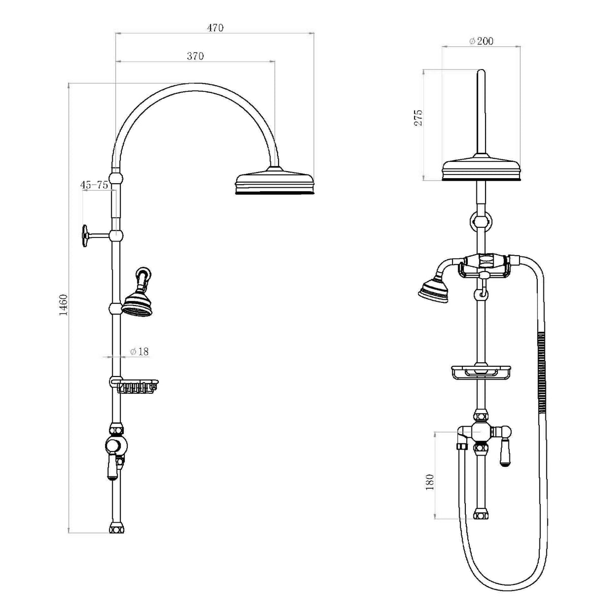 Hudson Reed Deluxe Grand Traditional Rigid Riser Set With Diverter Chrome AM319 LD