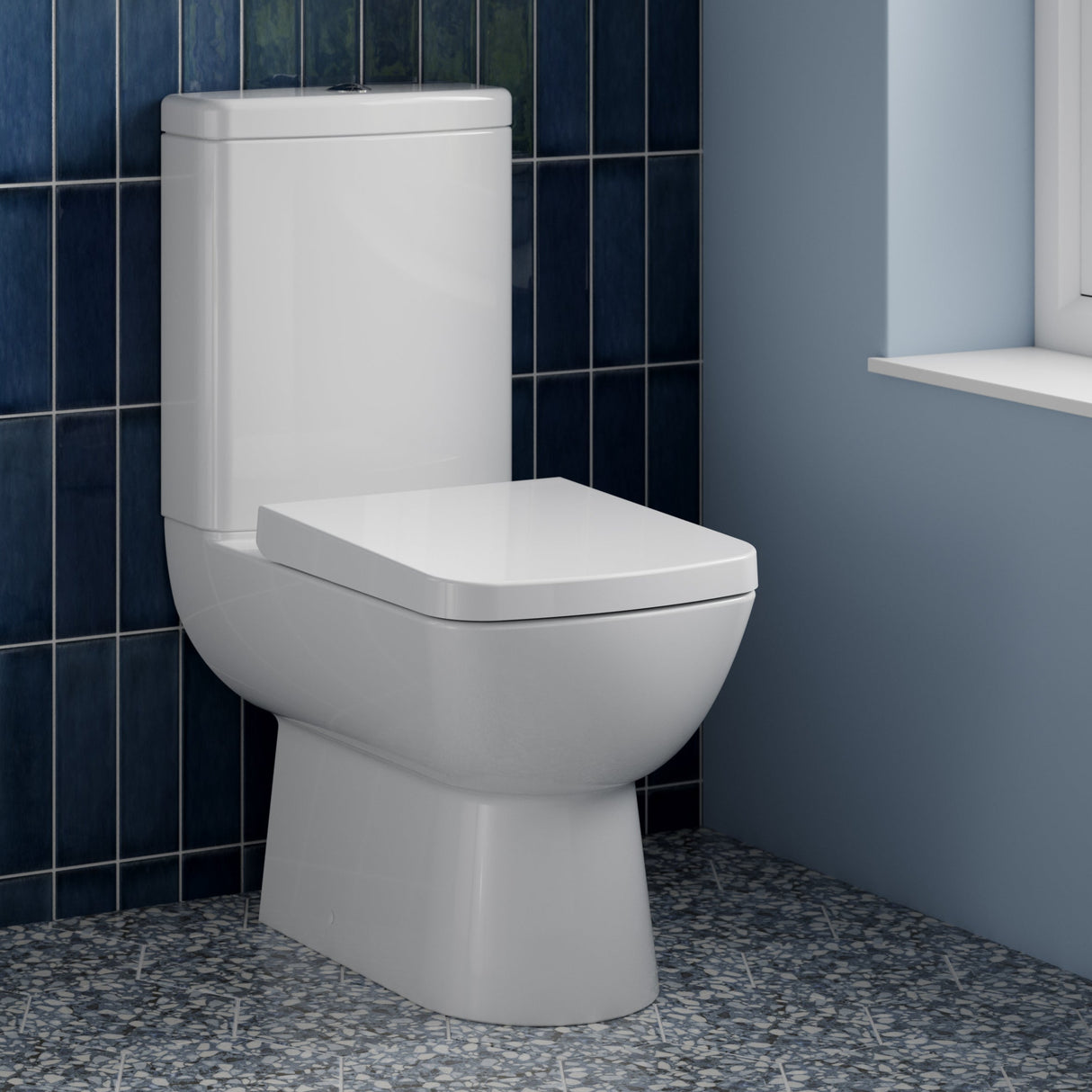 Nuie Ambrose Compact Semi BTW Close Coupled Toilet & Soft Close Seat CPC020 LS