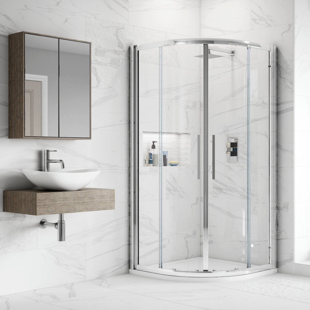Hudson Reed Apex Quadrant Shower Enclosure, Chrome, 8mm Glass M800Q-E8 LS