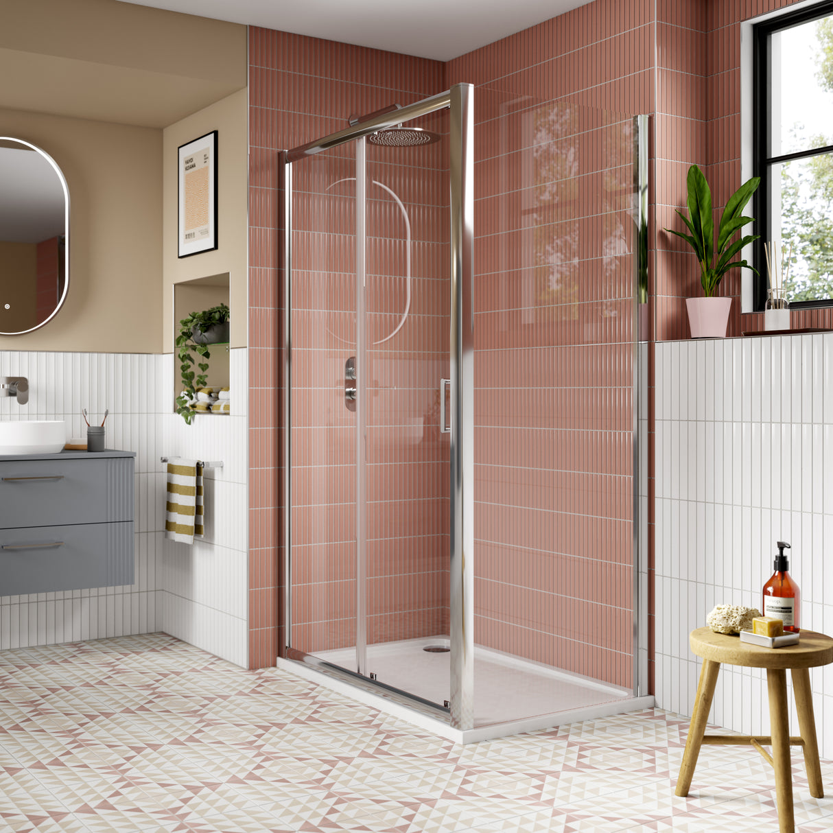 Nuie Lucie Shower Side Panel Chrome, 8mm Glass AQFSP80N-E8 LS