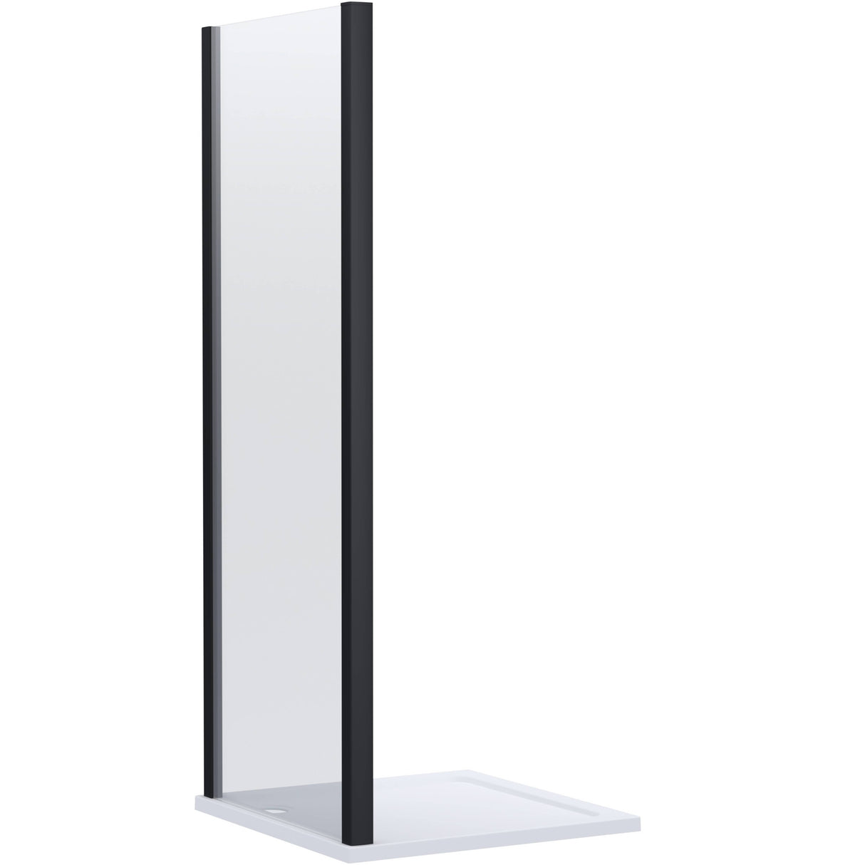 Nuie Lucie Shower Side Panel Matt Black, 8mm Glass AQFSP80NBP-E8