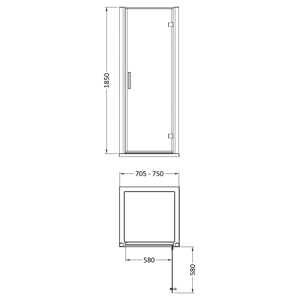 Hudson Reed Pacific Hinged Shower Door Chrome, 6mm Glass AQHD76 LD