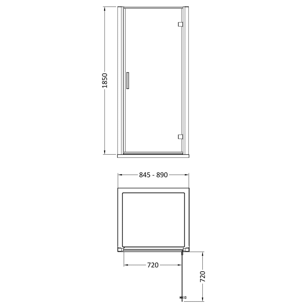 Hudson Reed Pacific Hinged Shower Door Chrome, 6mm Glass AQHD90 LD