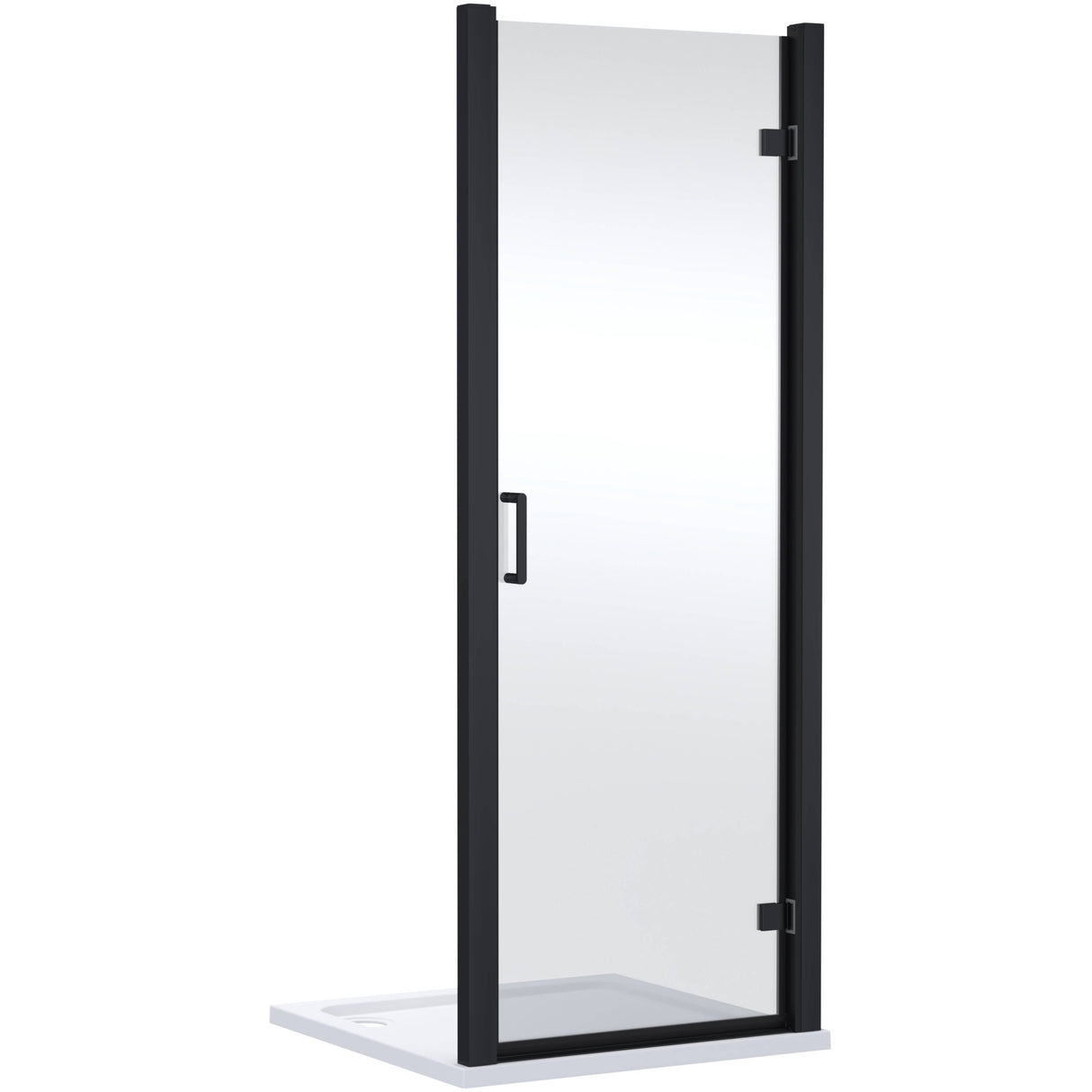 Nuie Lucie Hinged Shower Door Matt Black, 8mm Glass AQHD90NBP-E8