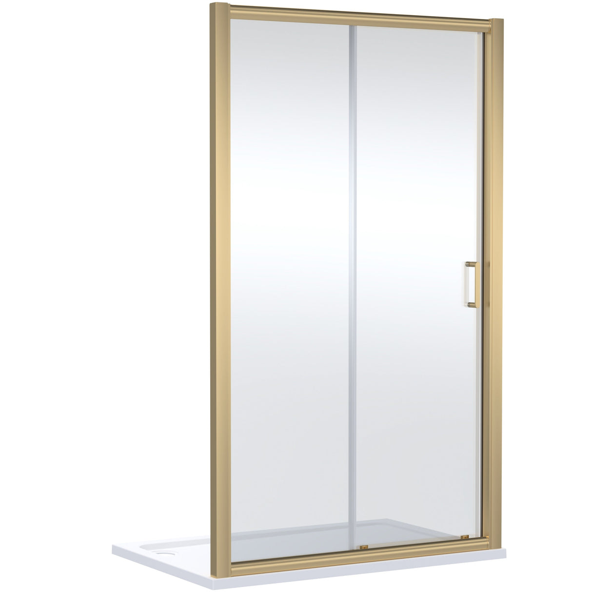 Nuie Lucie Sliding Shower Door Brushed Brass, 8mm Glass AQSL12NBB-E8