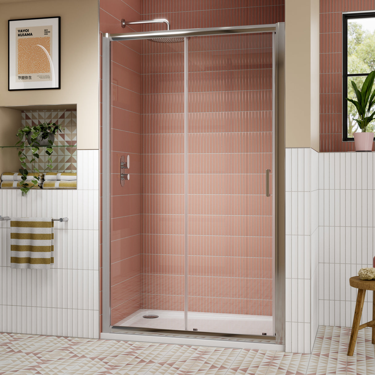 Nuie Lucie Sliding Shower Door Chrome, 8mm Glass AQSL12N-E8 LS