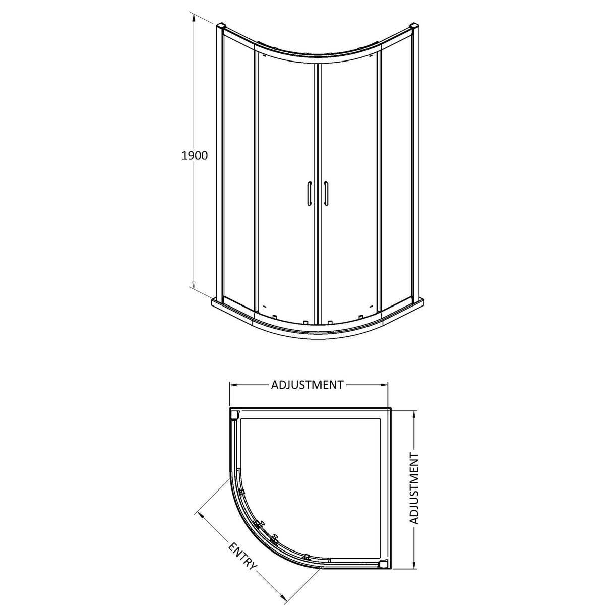 Nuie Lucie Quadrant Shower Enclosure, Chrome, 8mm Glass AQU10N-E8 LD
