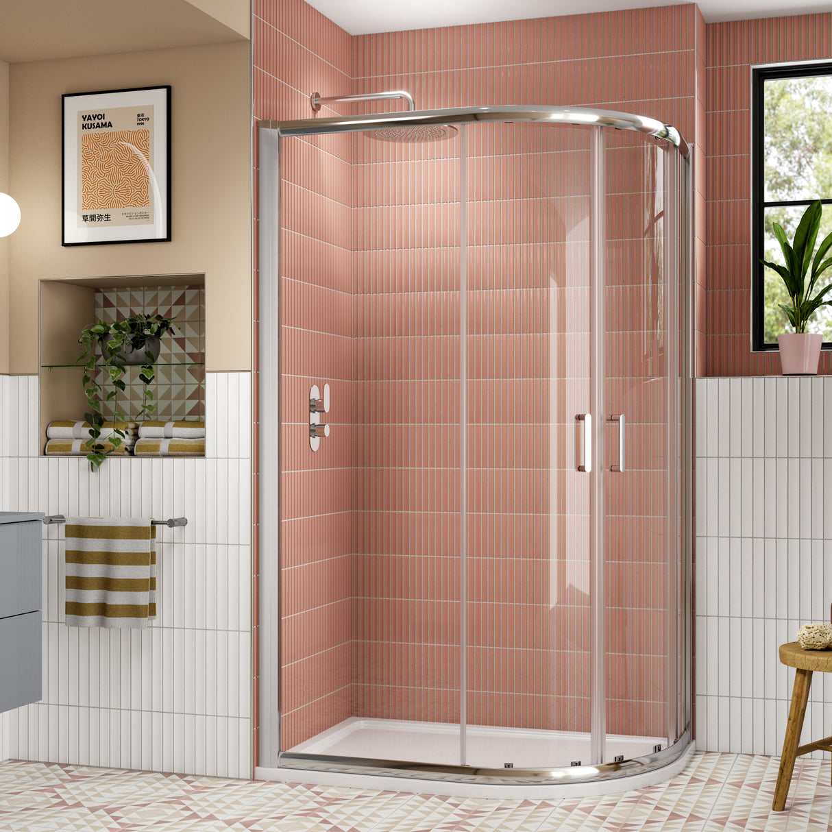 Nuie Lucie Offset Quadrant Shower Enclosure, Chrome, 8mm Glass, 1200 x 800mm AQU128N-E8 LS1