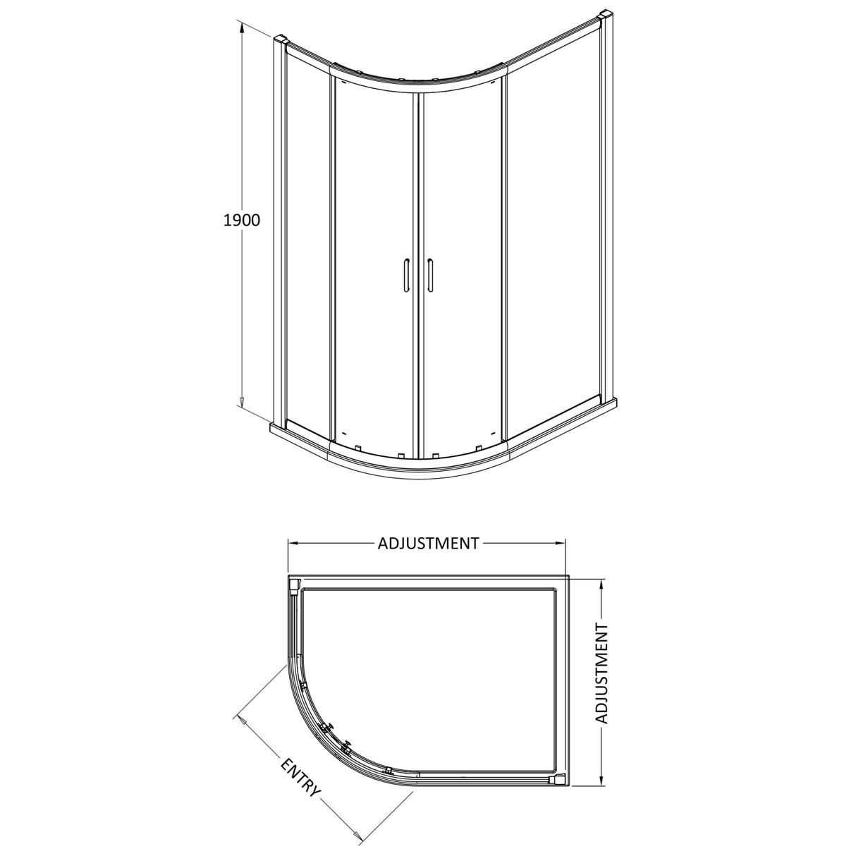 Nuie Lucie Offset Quadrant Shower Enclosure, Chrome, 8mm Glass, 1200 x 800mm AQU128N-E8 LD