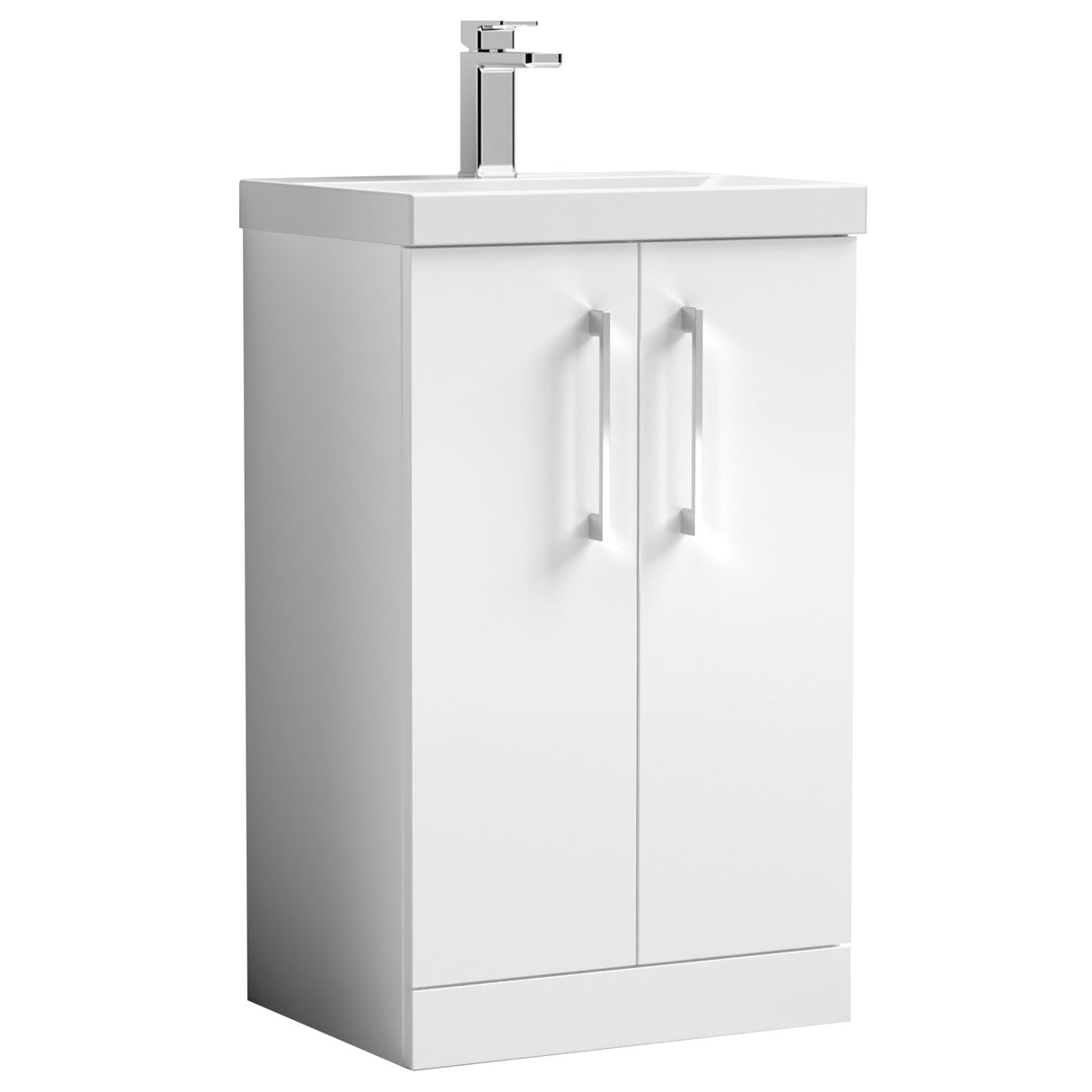 Nuie Arno 500mm Floor Standing 2 Door Vanity Unit & Basin Gloss White ARN101A
