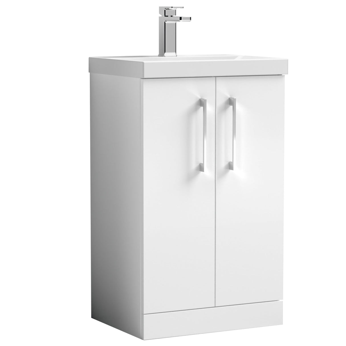 Nuie Arno 500mm Floor Standing 2 Door Vanity Unit & Basin Gloss White ARN101D
