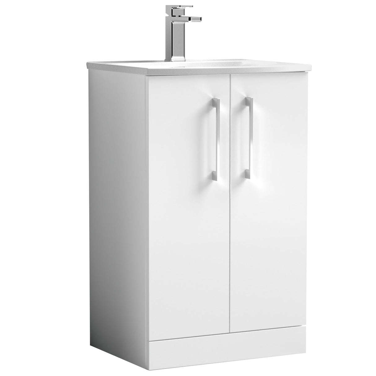 Nuie Arno 500mm Floor Standing 2 Door Vanity Unit & Basin Gloss White ARN101G