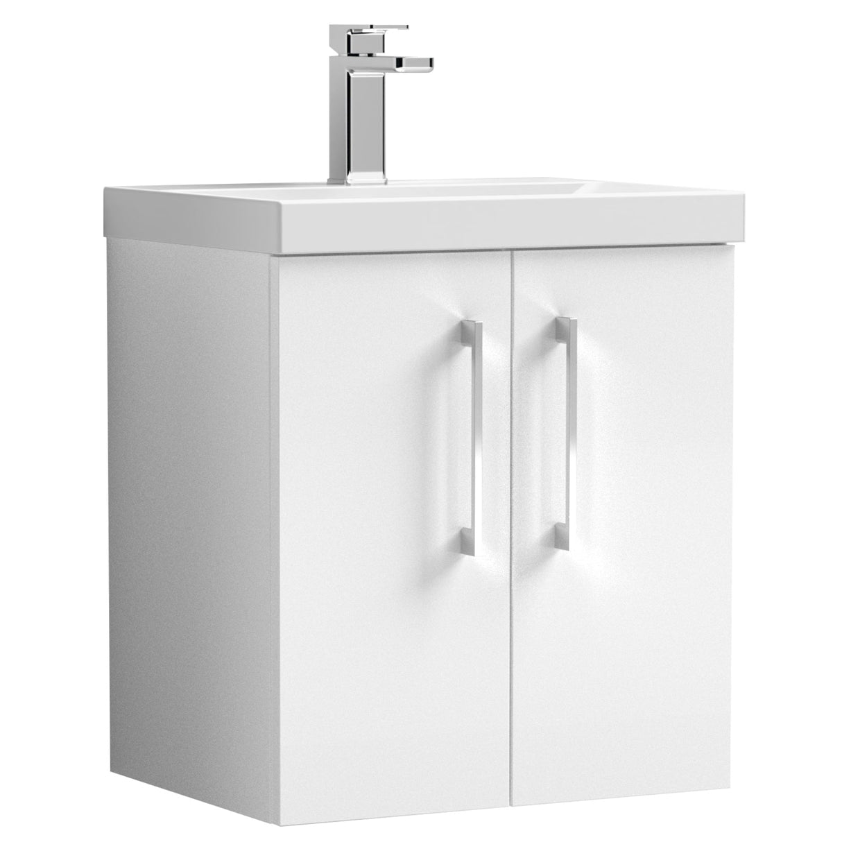 Nuie Arno 500mm Wall Hung 2 Door Vanity Unit & Basin Gloss White ARN121D