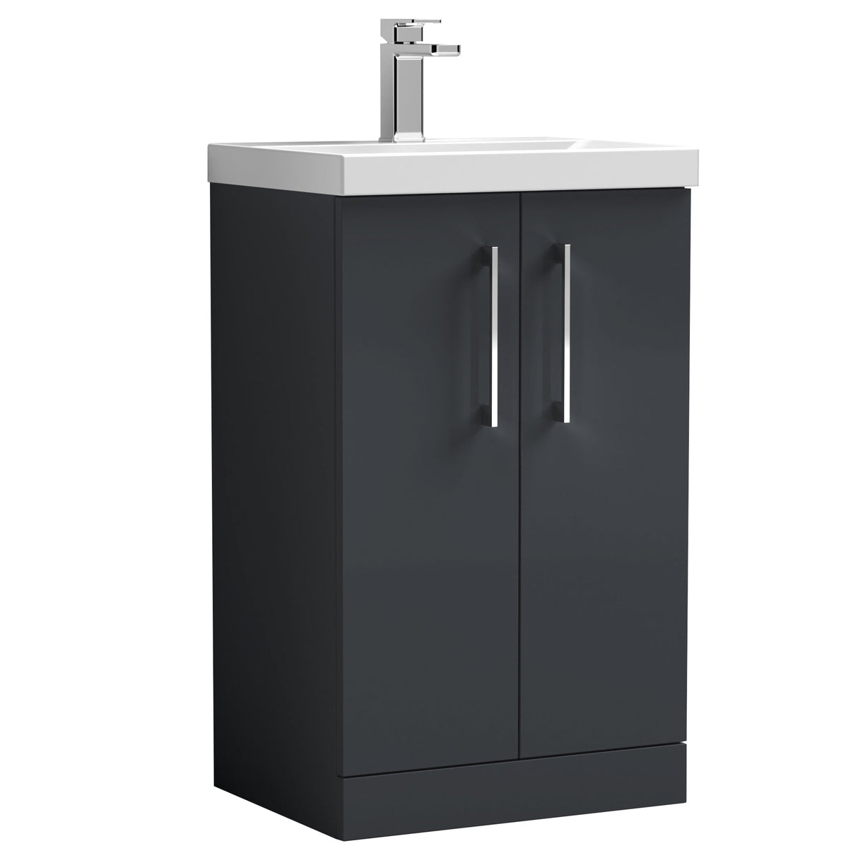 Nuie Arno 500mm Floor Standing 2 Door Vanity Unit & Basin Soft Black ARN1401D
