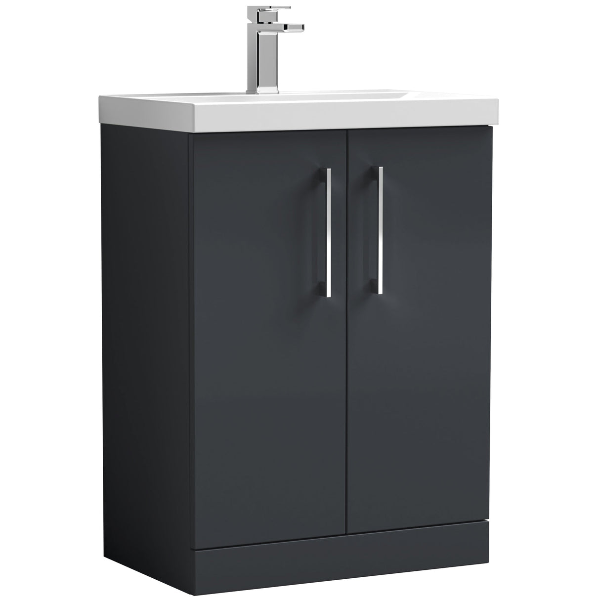 Nuie Arno 600mm Floor Standing 2 Door Vanity Unit & Basin Soft Black ARN1403A
