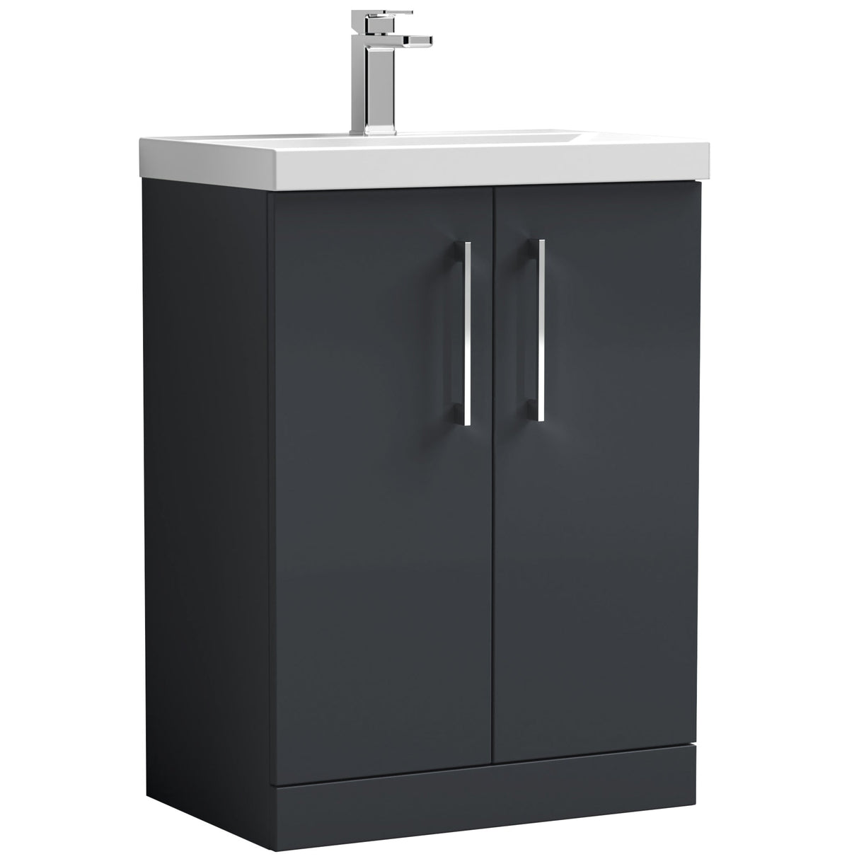Nuie Arno 600mm Floor Standing 2 Door Vanity Unit & Basin Soft Black ARN1403D