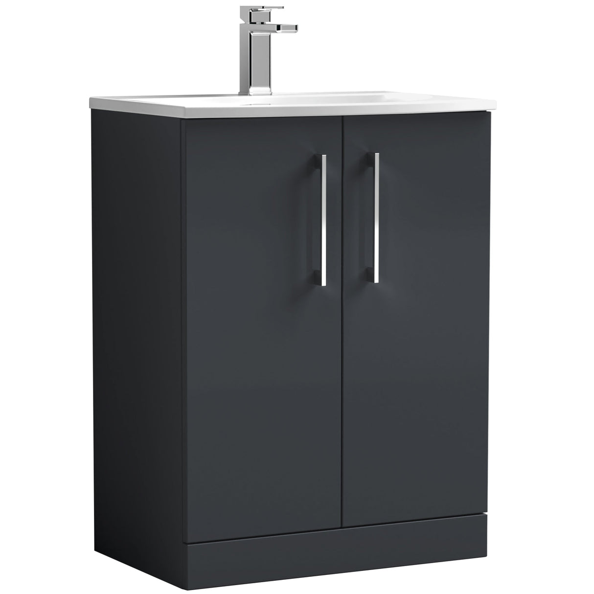 Nuie Arno 600mm Floor Standing 2 Door Vanity Unit & Basin Soft Black ARN1403G