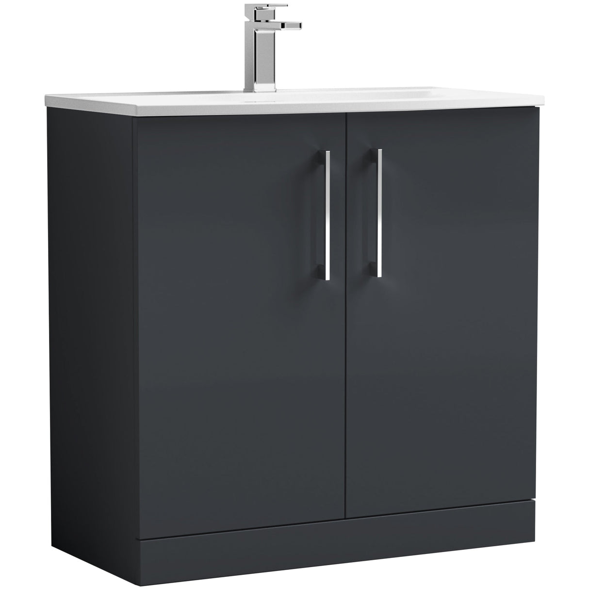 Nuie Arno 800mm Floor Standing 2 Door Vanity Unit & Basin Soft Black ARN1405G