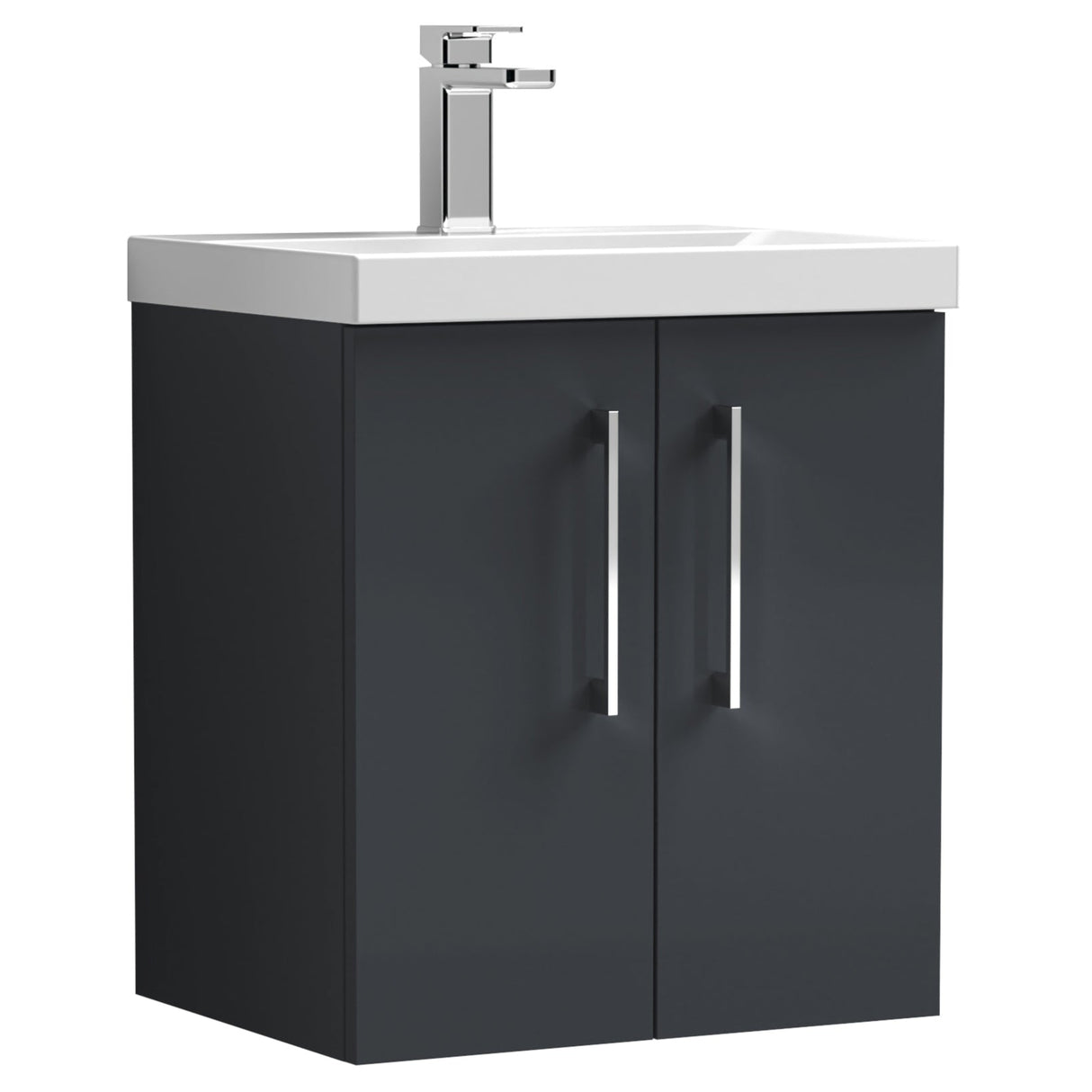 Nuie Arno 500mm Wall Hung 2 Door Vanity Unit & Basin Soft Black ARN1421D