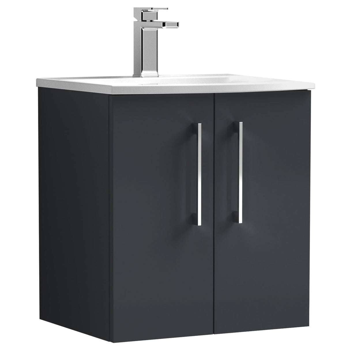 Nuie Arno 500mm Wall Hung 2 Door Vanity Unit & Basin Soft Black ARN1421G
