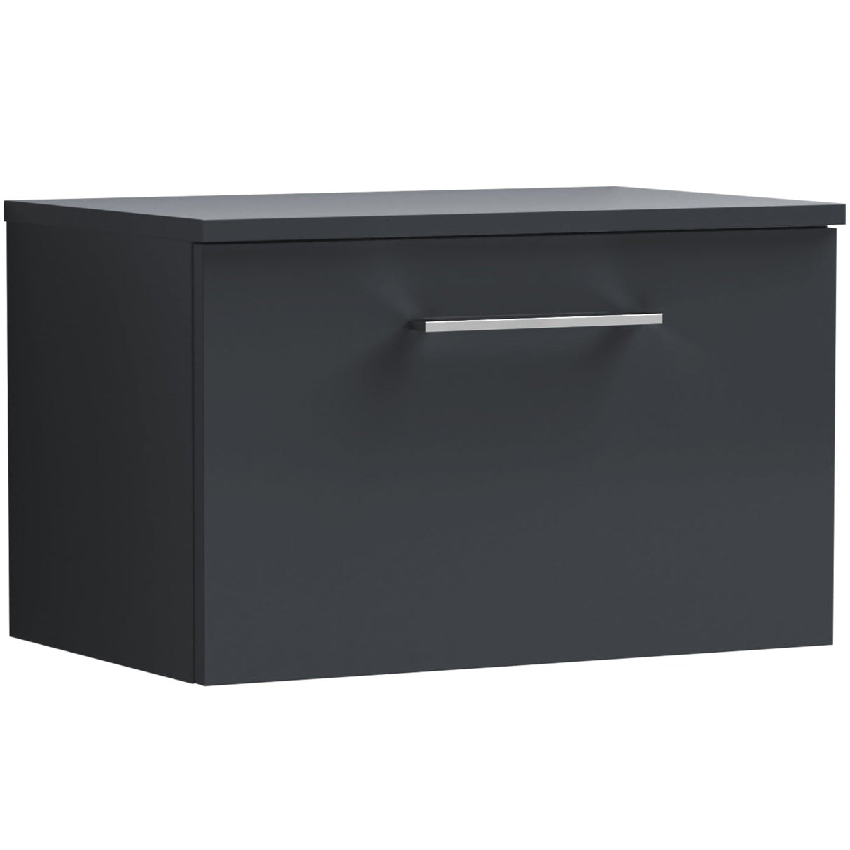 Nuie Arno 600mm Wall Hung 1 Drawer Countertop Vanity Unit Soft Black ARN1422W