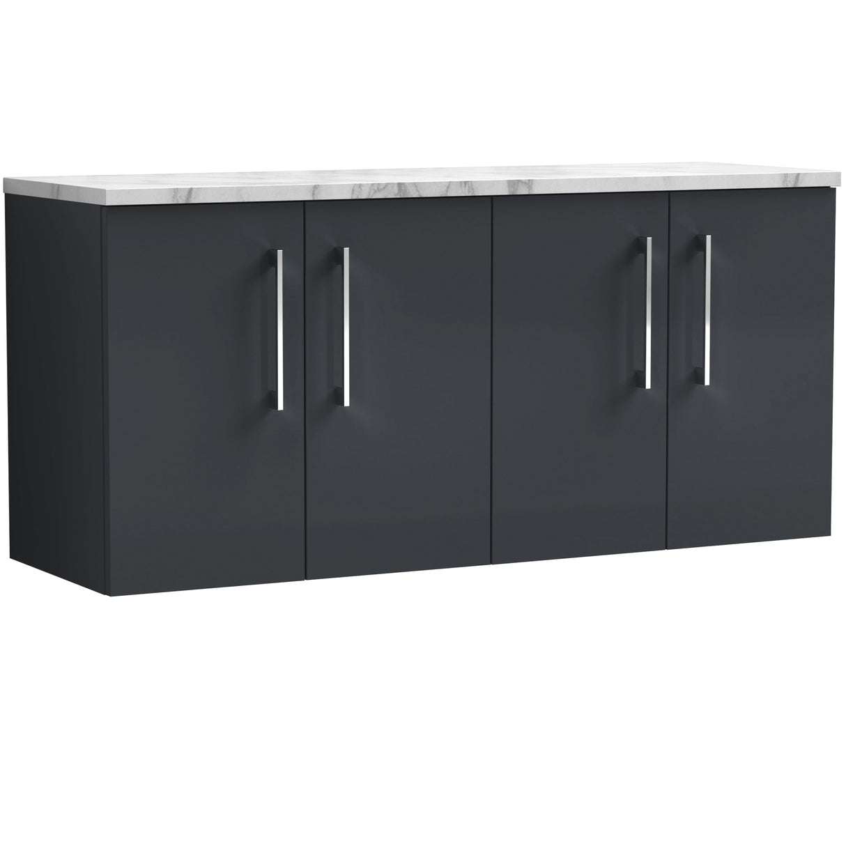 Nuie Arno 1200mm Wall Hung 4 Door Countertop Vanity Unit Soft Black ARN1423LCM2