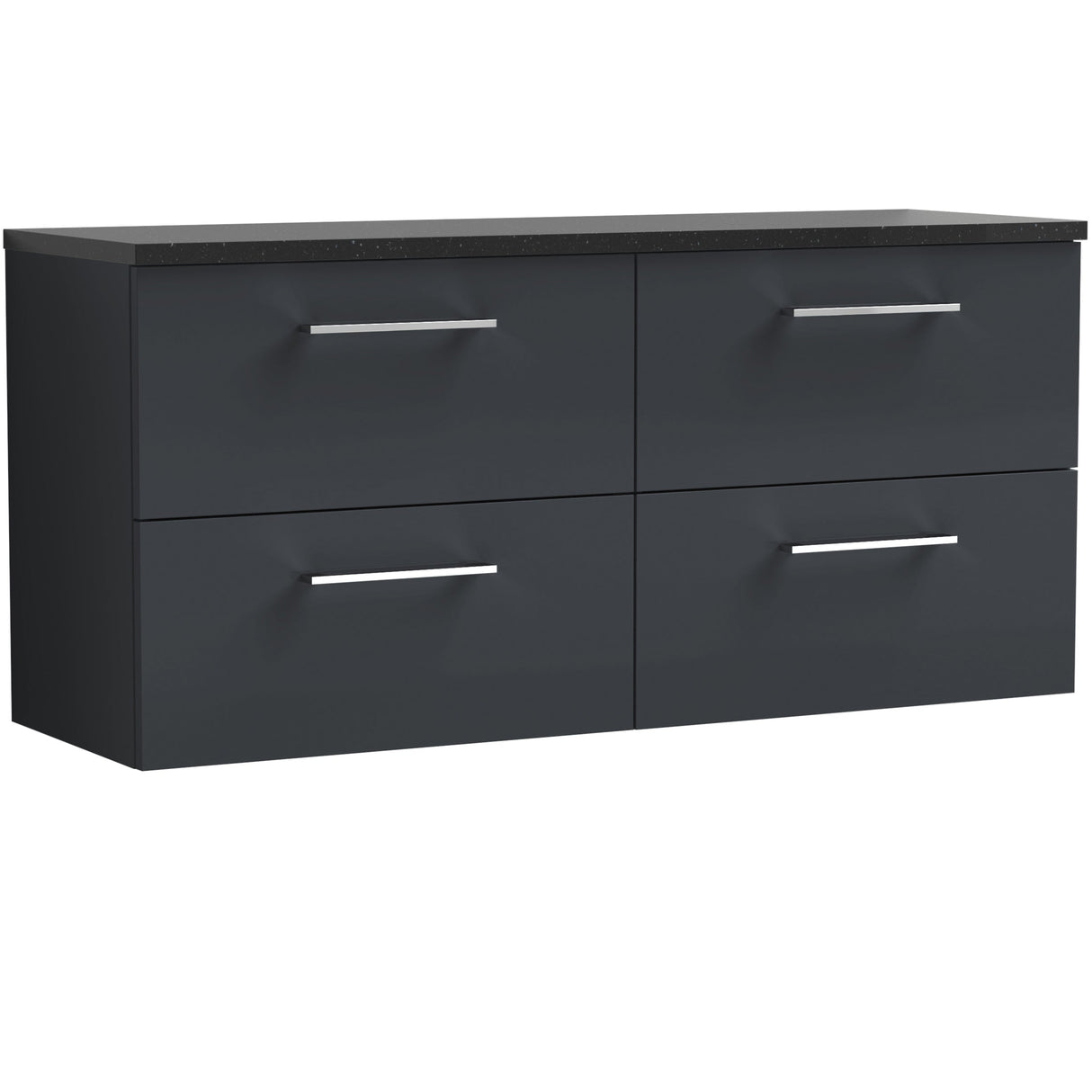 Nuie Arno 1200mm Wall Hung 4 Drawer Countertop Vanity Unit Soft Black ARN1424LSB2