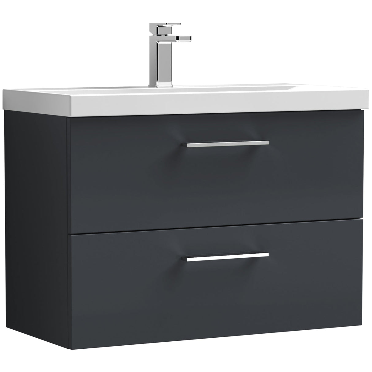 Nuie Arno 800mm Wall Hung 2 Drawer Vanity Unit & Basin Soft Black ARN1426D