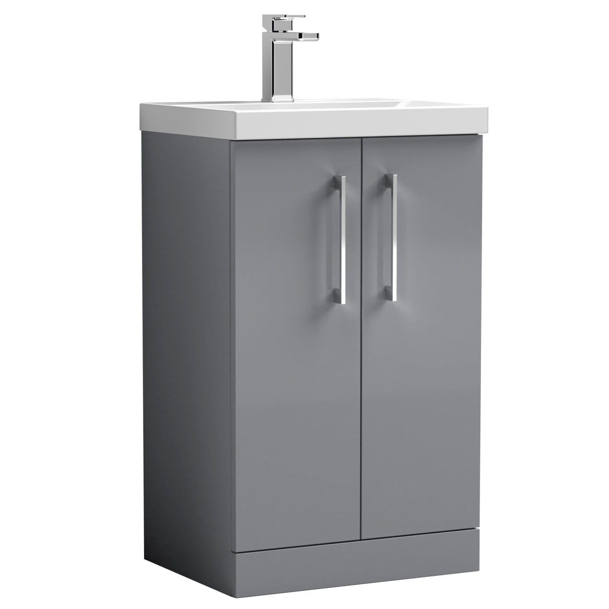 Nuie Arno 500mm Floor Standing 2 Door Vanity Unit & Basin Satin Grey ARN2201A