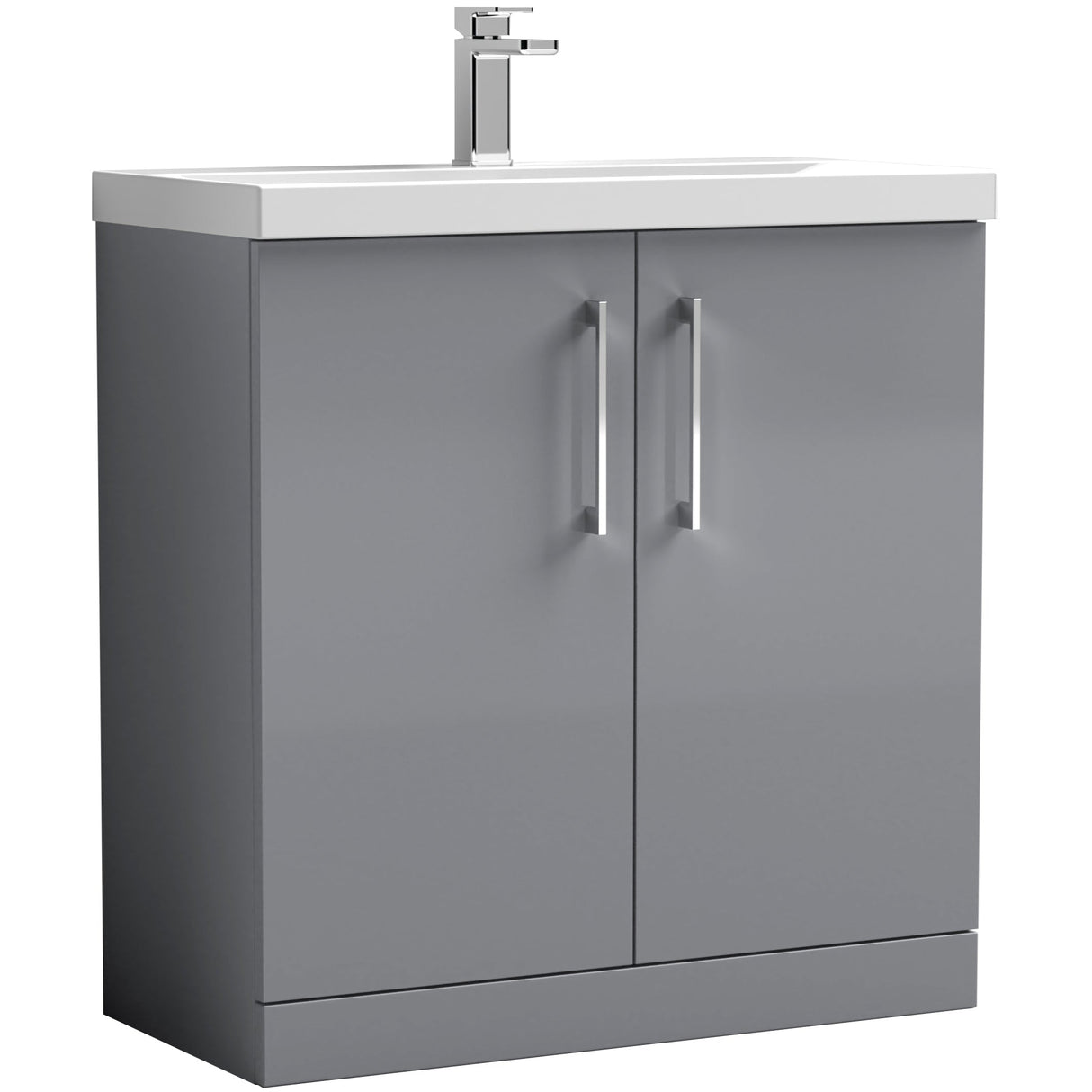 Nuie Arno 800mm Floor Standing 2 Door Vanity Unit & Basin Satin Grey ARN2205A