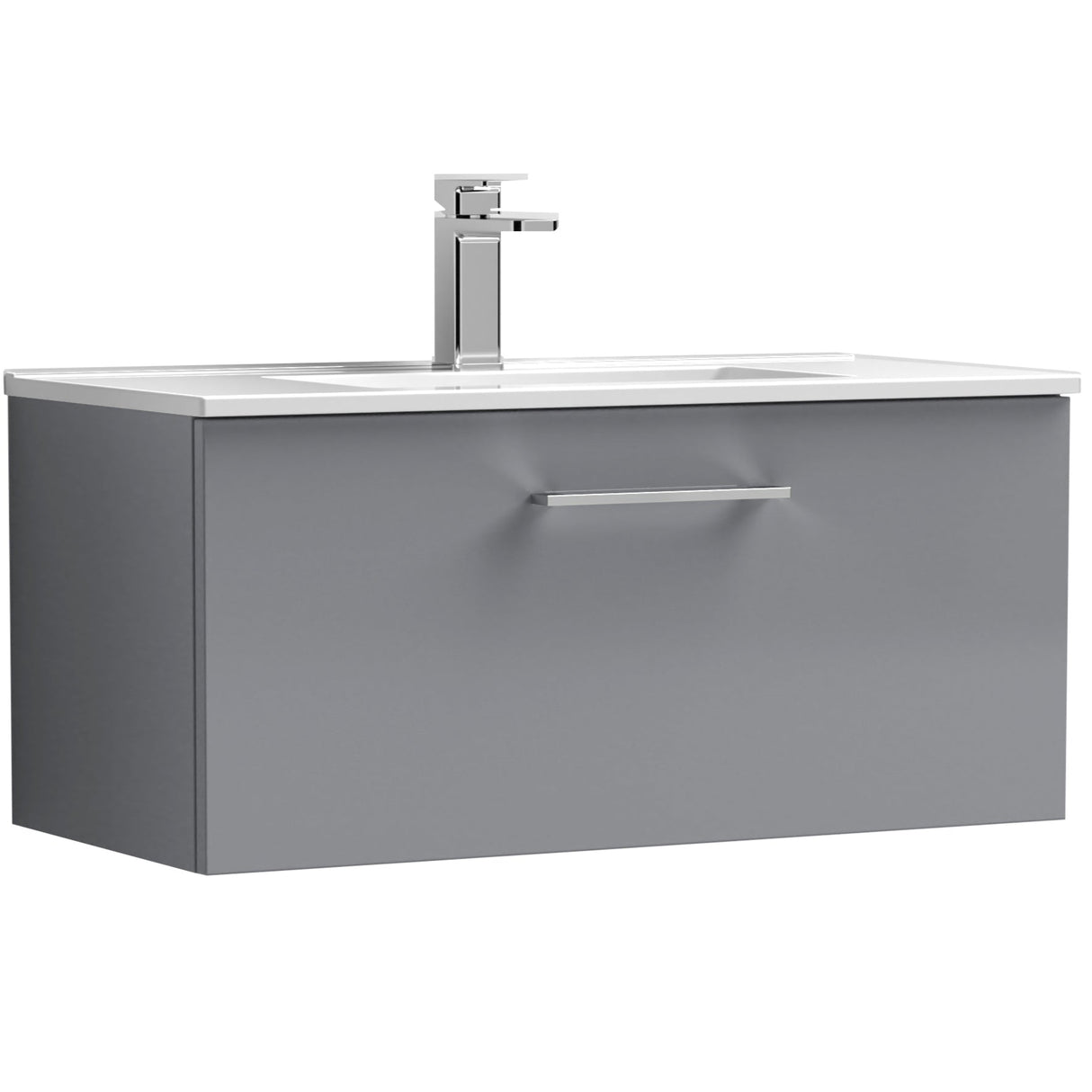 Nuie Arno 800mm Wall Hung 1 Drawer Vanity Unit & Basin Satin Grey ARN2225B