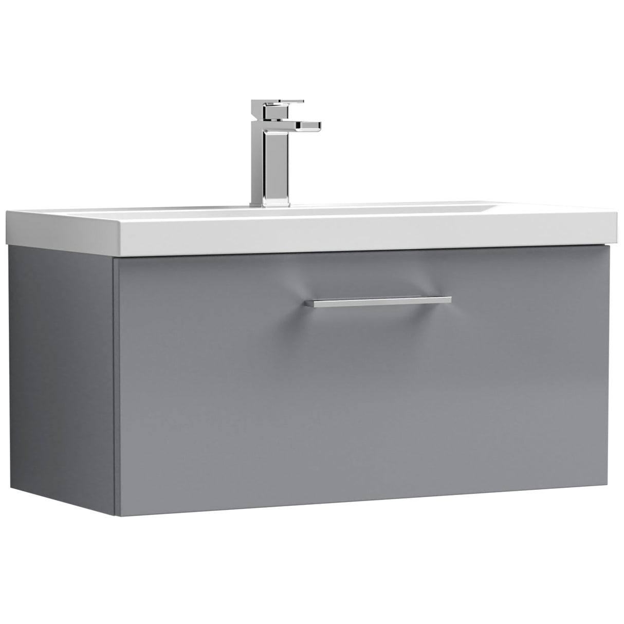 Nuie Arno 800mm Wall Hung 1 Drawer Vanity Unit & Basin Satin Grey ARN2225D