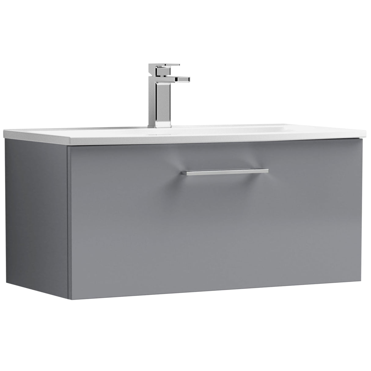 Nuie Arno 800mm Wall Hung 1 Drawer Vanity Unit & Basin Satin Grey ARN2225G