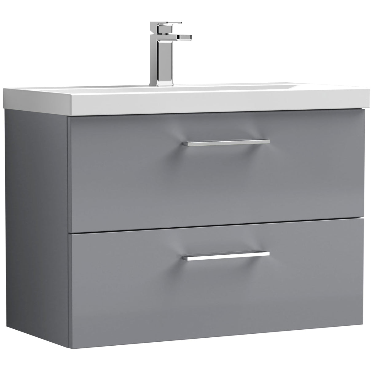 Nuie Arno 800mm Wall Hung 2 Drawer Vanity Unit & Basin Satin Grey ARN2226A