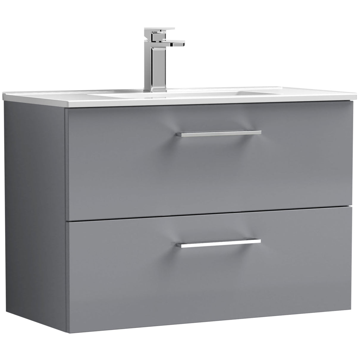 Nuie Arno 800mm Wall Hung 2 Drawer Vanity Unit & Basin Satin Grey ARN2226B LD