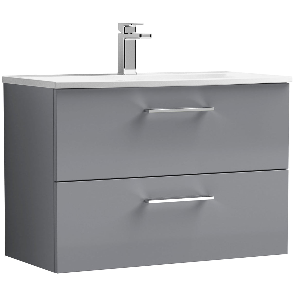 Nuie Arno 800mm Wall Hung 2 Drawer Vanity Unit & Basin Satin Grey ARN2226G