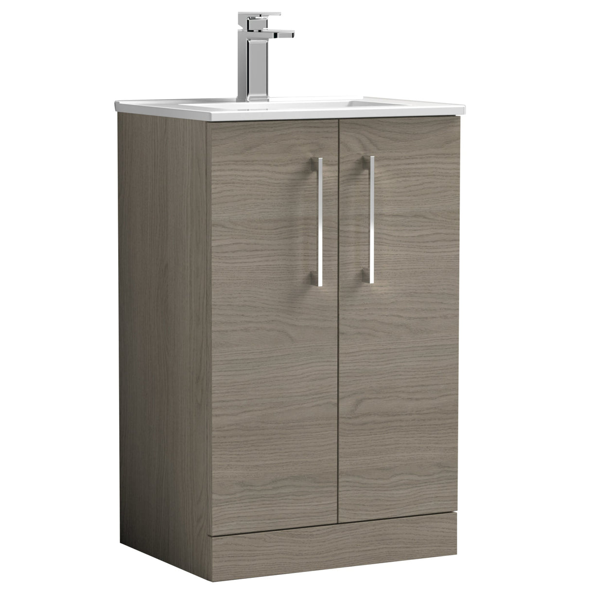 Nuie Arno 500mm Floor Standing 2 Door Vanity Unit & Basin Solace Oak ARN2501B