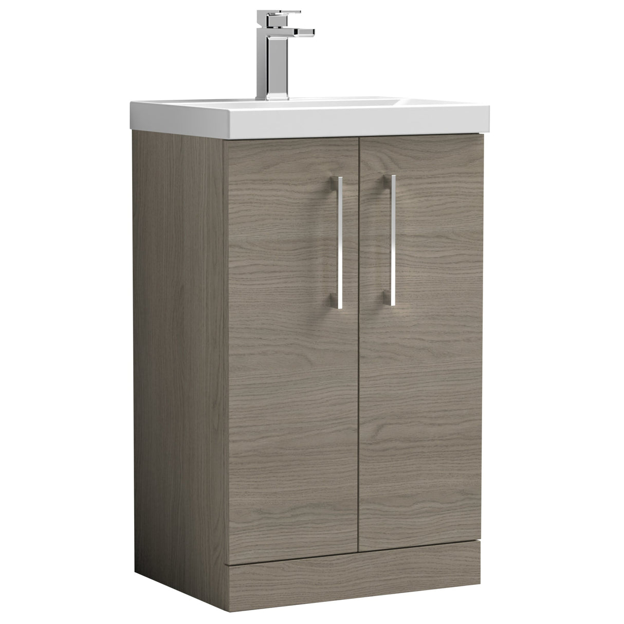 Nuie Arno 500mm Floor Standing 2 Door Vanity Unit & Basin Solace Oak ARN2501D