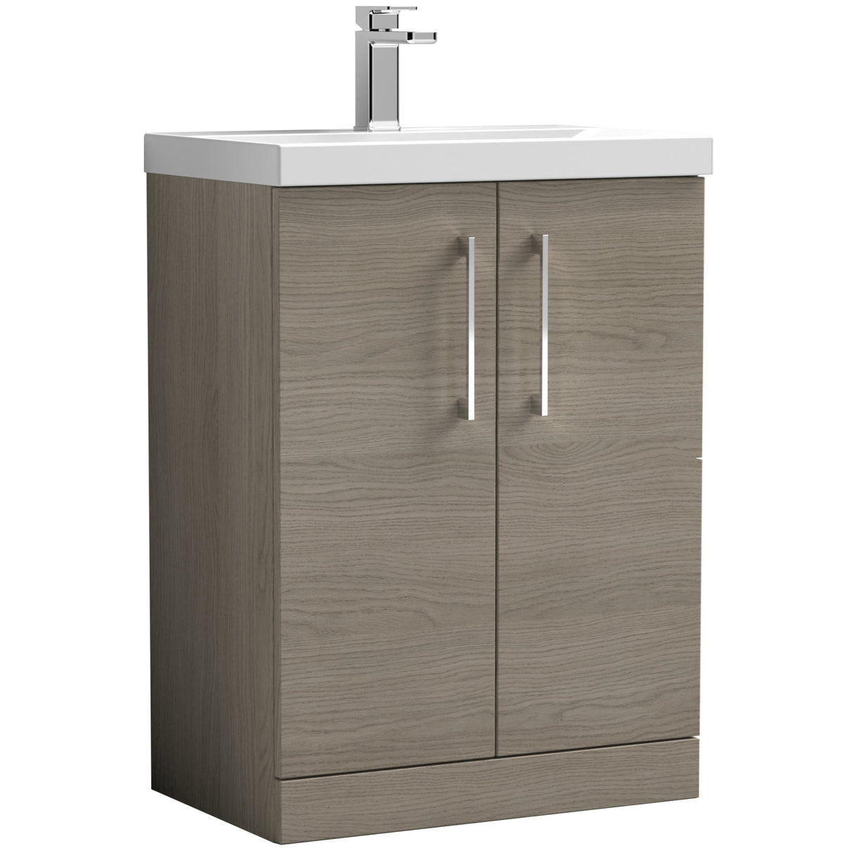 Nuie Arno 600mm Floor Standing 2 Door Vanity Unit & Basin Solace Oak ARN2503A