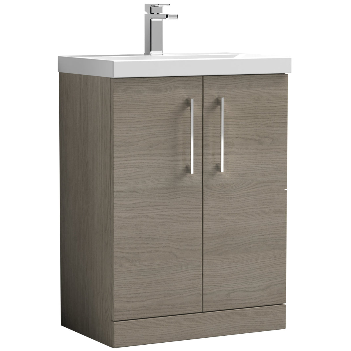 Nuie Arno 600mm Floor Standing 2 Door Vanity Unit & Basin Solace Oak ARN2503D