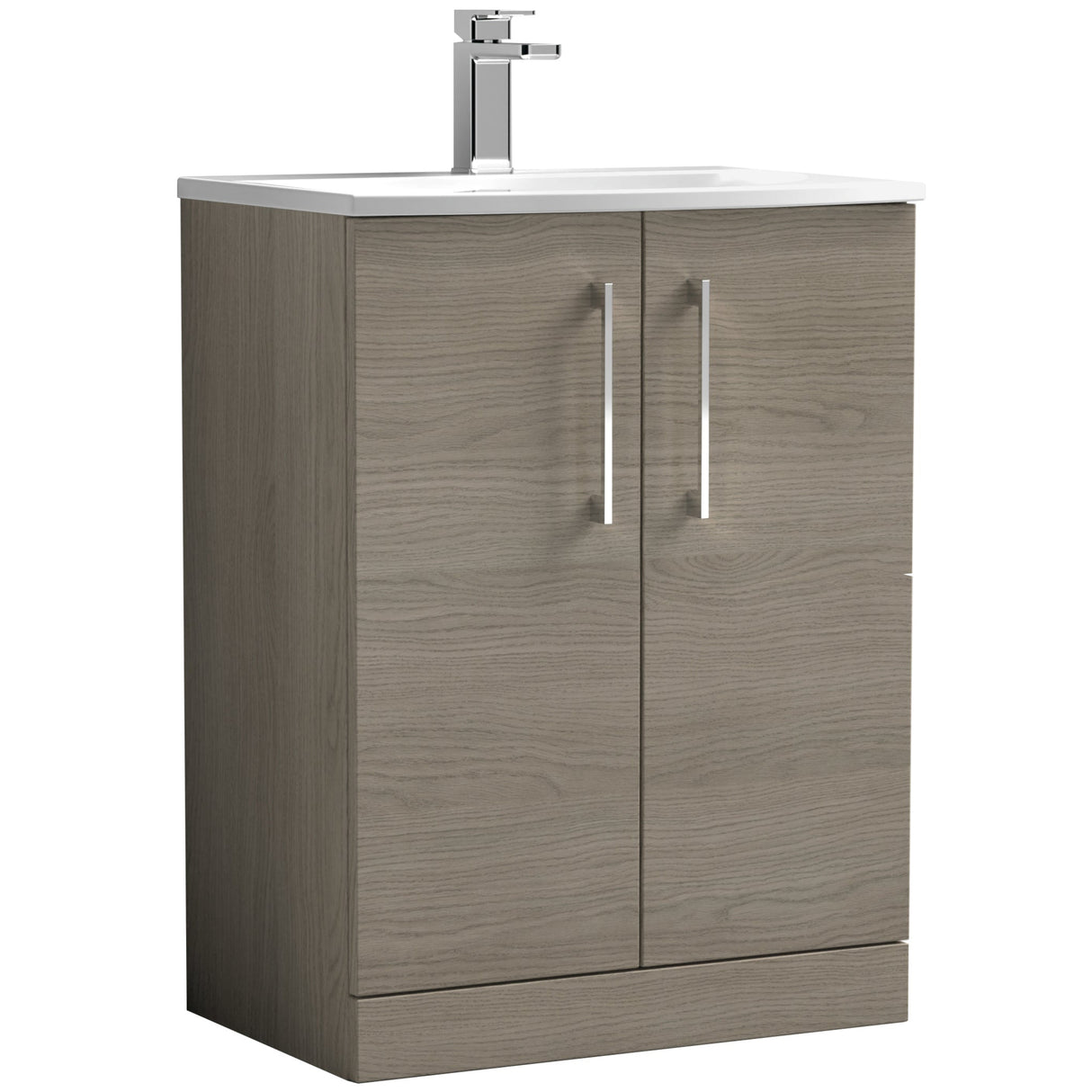 Nuie Arno 600mm Floor Standing 2 Door Vanity Unit & Basin Solace Oak ARN2503G