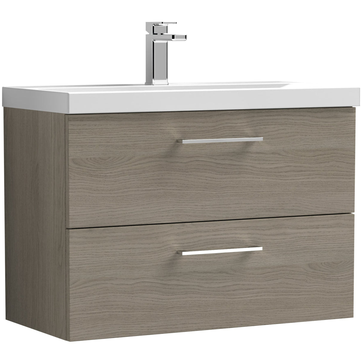 Nuie Arno 800mm Wall Hung 2 Drawer Vanity Unit & Basin Solace Oak ARN2526A