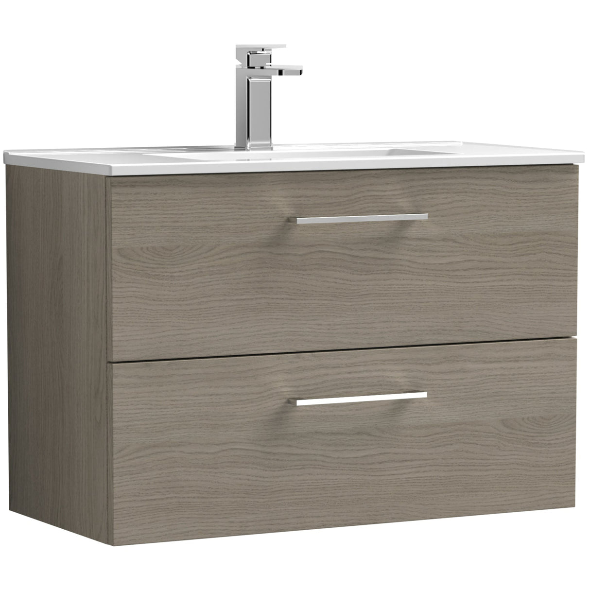 Nuie Arno 800mm Wall Hung 2 Drawer Vanity Unit & Basin Solace Oak ARN2526B