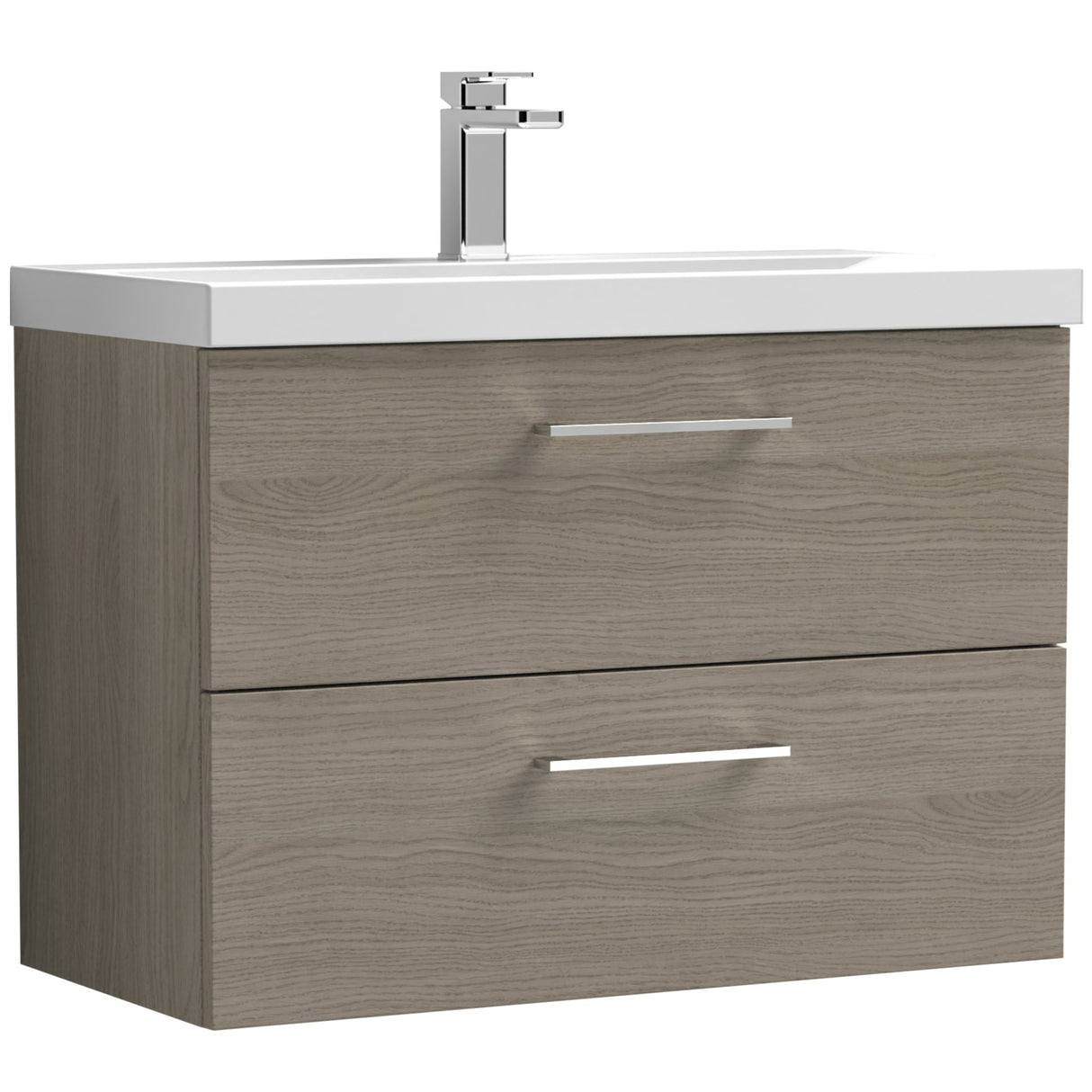 Nuie Arno 800mm Wall Hung 2 Drawer Vanity Unit & Basin Solace Oak ARN2526D